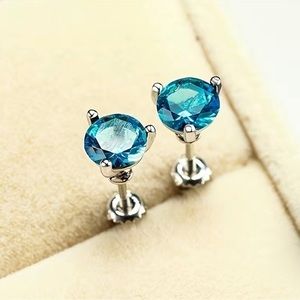 Sweet Blue Zircon Stud Earrings